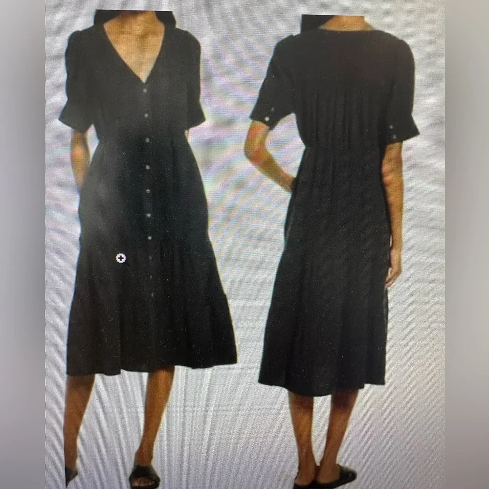 Madewell Lightspun Button-Front Tiered Midi Dress - Picture 1 of 4